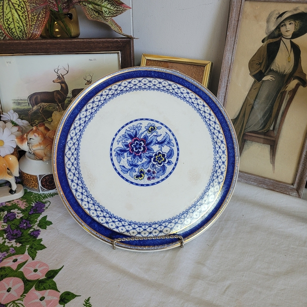 Antique Blue and White Decorative Plate Barker Brother